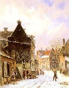 Adrianus Eversen A Village Street Scene in Winter oil painting reproduction